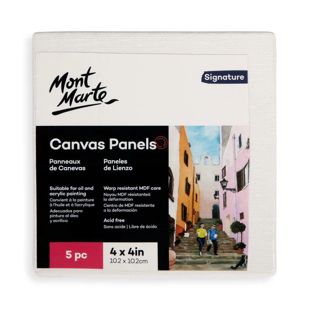 Mont Marte Canvas Panel – 4×4 inch (5pc Pack)