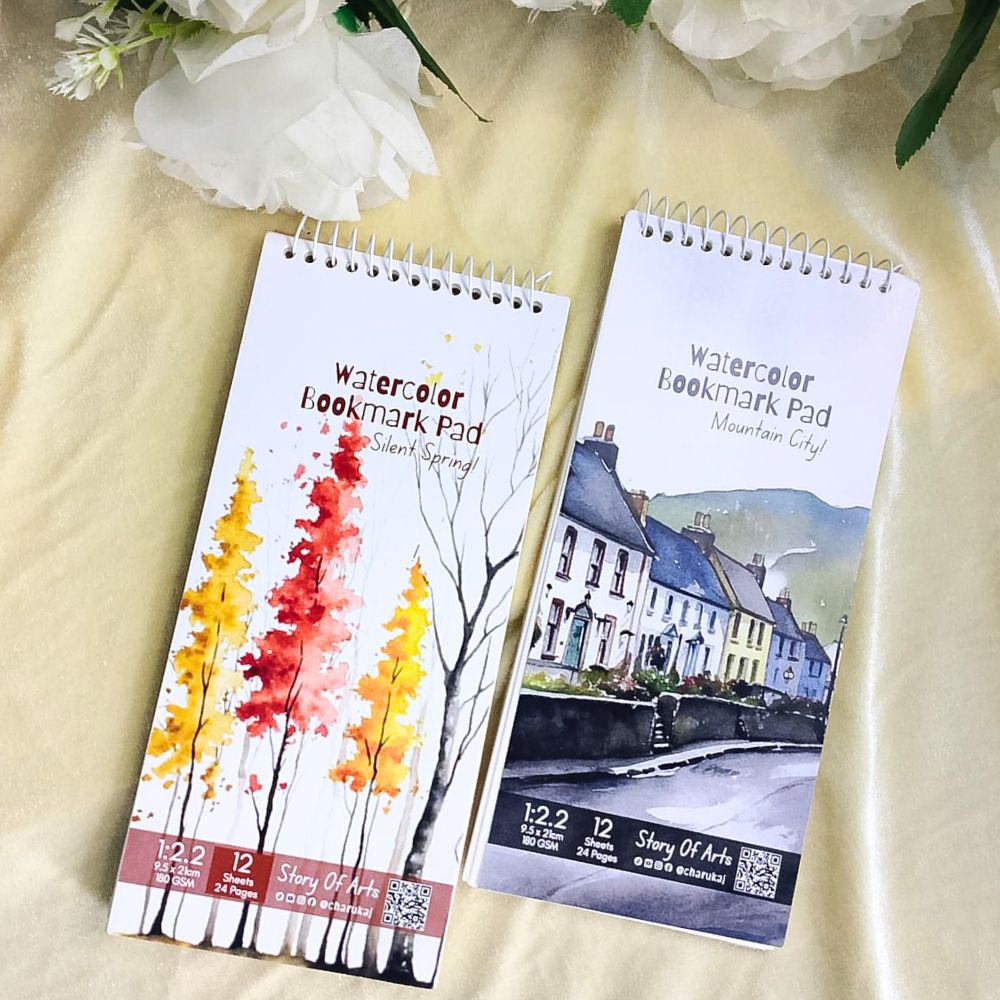 2 Pieces Premium Watercolor Art Pad Combo Set (Bookmark Pad) By CHARUKAJ
