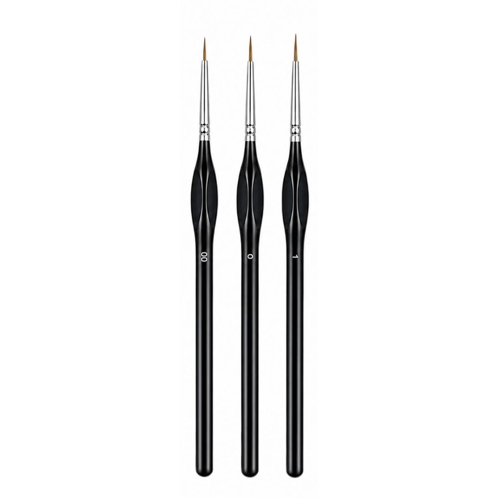 3 Pieces Professional Detail Paint Brush Set – Premium Synthetic Bristles Perfect For Fine Detailing, Miniature Painting, Acrylic, Watercolor, Oil, Nail Art, Crafts & Model Painting, Comfortable Precision Artist Brush Set From ArtEase Studio By CHARUKAJ ( Size - 00, 0, 1)