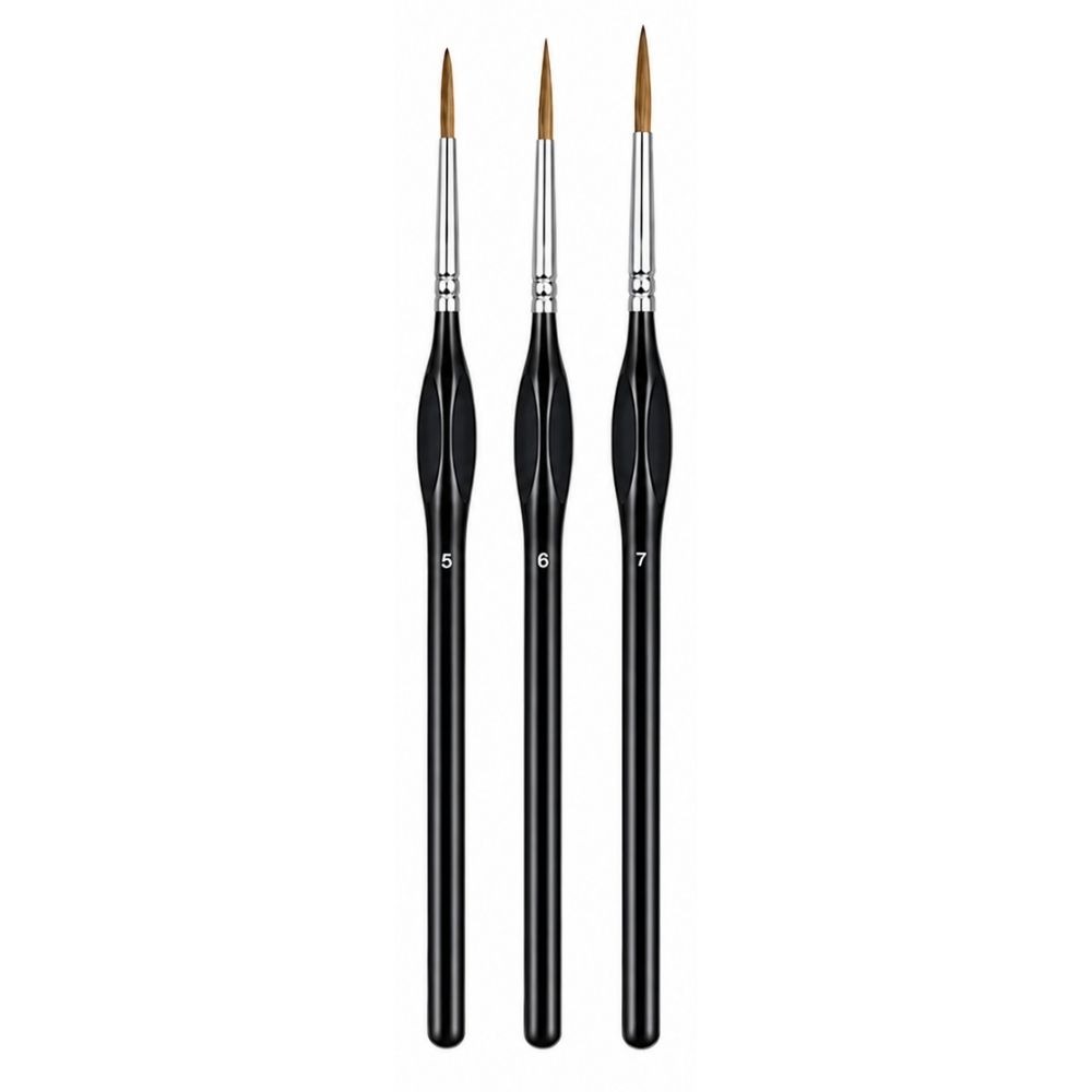 3 Pieces Professional Detail Paint Brush Set – Premium Synthetic Bristles Perfect For Fine Detailing, Miniature Painting, Acrylic, Watercolor, Oil, Nail Art, Crafts & Model Painting, Comfortable Precision Artist Brush Set From ArtEase Studio By CHARUKAJ ( Size - 5, 6, 7)