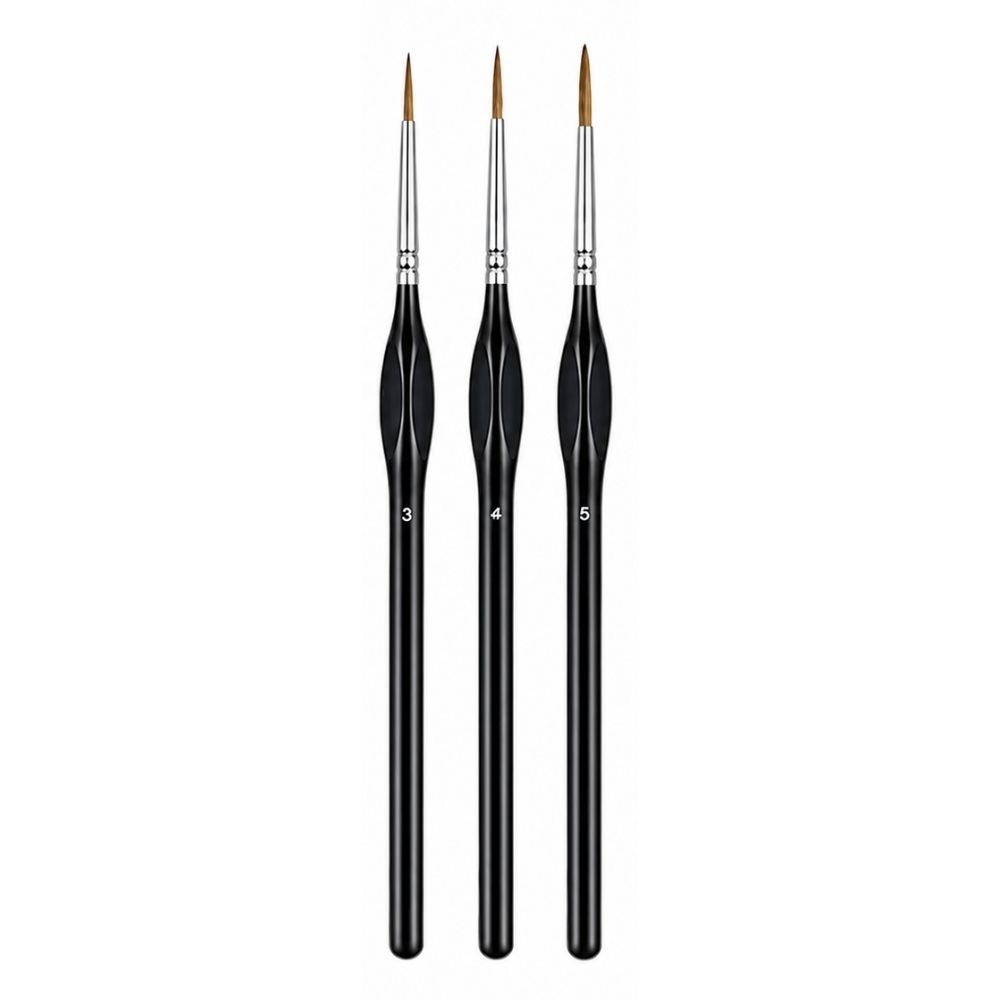 3 Pieces Professional Detail Paint Brush Set – Premium Synthetic Bristles Perfect For Fine Detailing, Miniature Painting, Acrylic, Watercolor, Oil, Nail Art, Crafts & Model Painting, Comfortable Precision Artist Brush Set From ArtEase Studio By CHARUKAJ ( Size - 3, 4, 5)