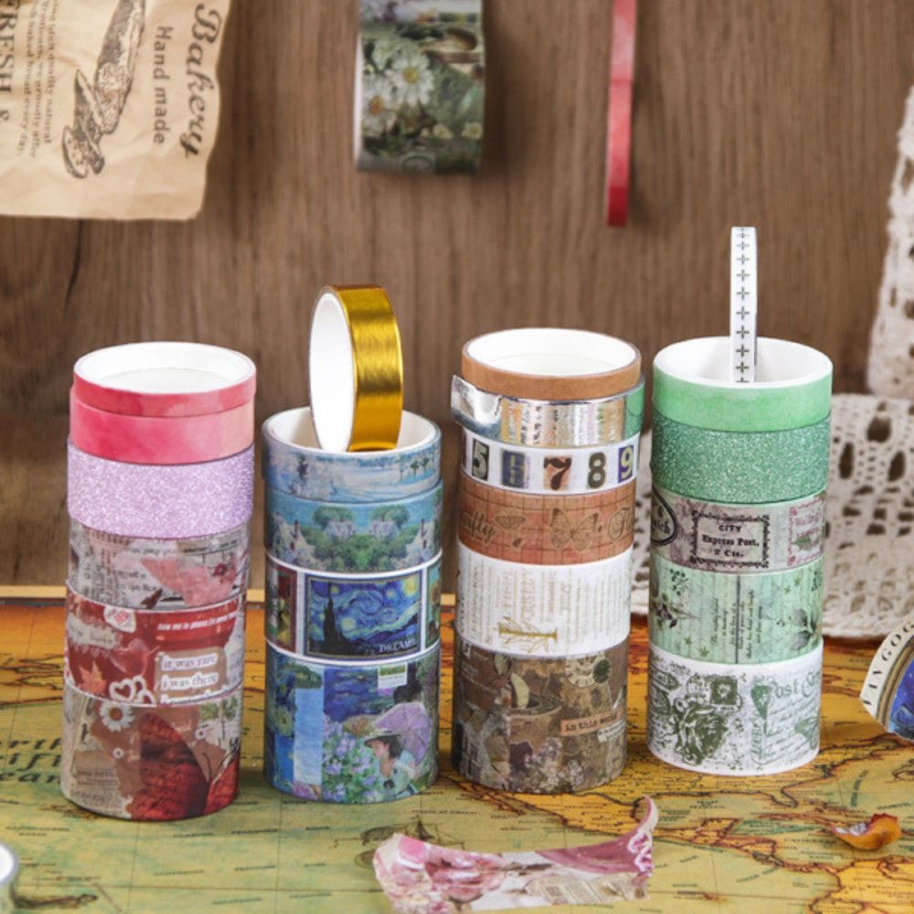 Art Painting Series Retro Medieval Series Vintage Washi Tape Set – Decorative Masking Tape Collection with Assorted Retro Patterns, Multiple Widths & Colours for Scrapbooking, Journaling, Gift Wrapping, Card Making & DIY Crafts From CHARUKAJ_img_2
