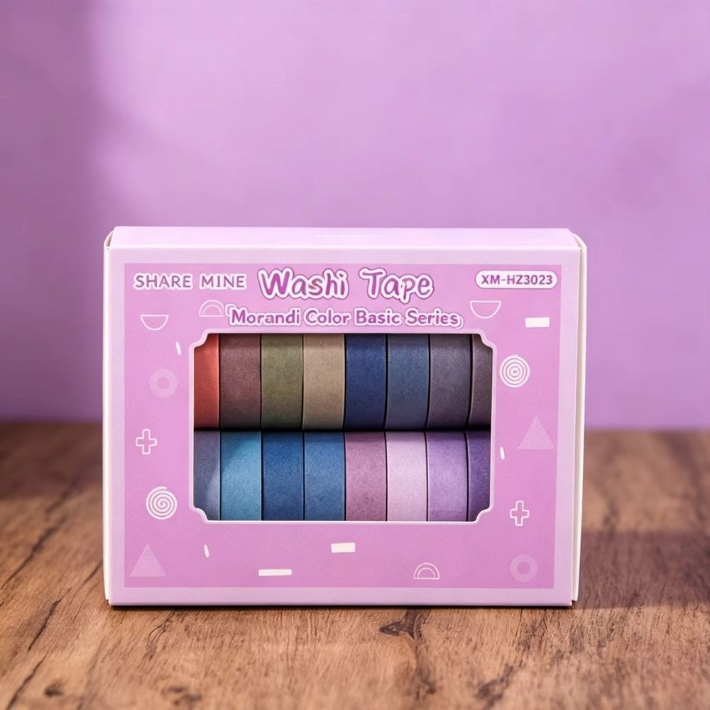 Marandi Color Basic Series Washi Tape Set – Cute Decorative Masking Tape Collection with Assorted Cartoon & Unicorn Designs for Scrapbooking, Journaling, Planners, Bullet Journals, Gift Wrapping, DIY Crafts & Creative Projects From CHARUKAJ