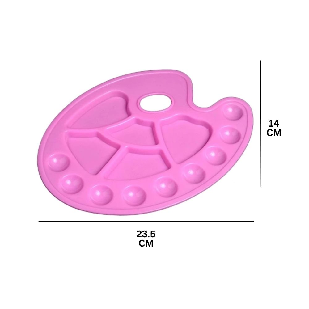 6+4 Hole 14cm ×23.5cm Plastic Artist Paint Palette for Acrylic, Watercolor & Poster Color Multi Purpose Drawing Tray Paint Plates By CHARUKAJ (Pink)