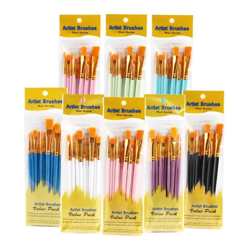 Nylon Hair Paintbrush Artist Brush -  Premium Colorful Artist Brush Set From Charukaj by ArtEase Studio