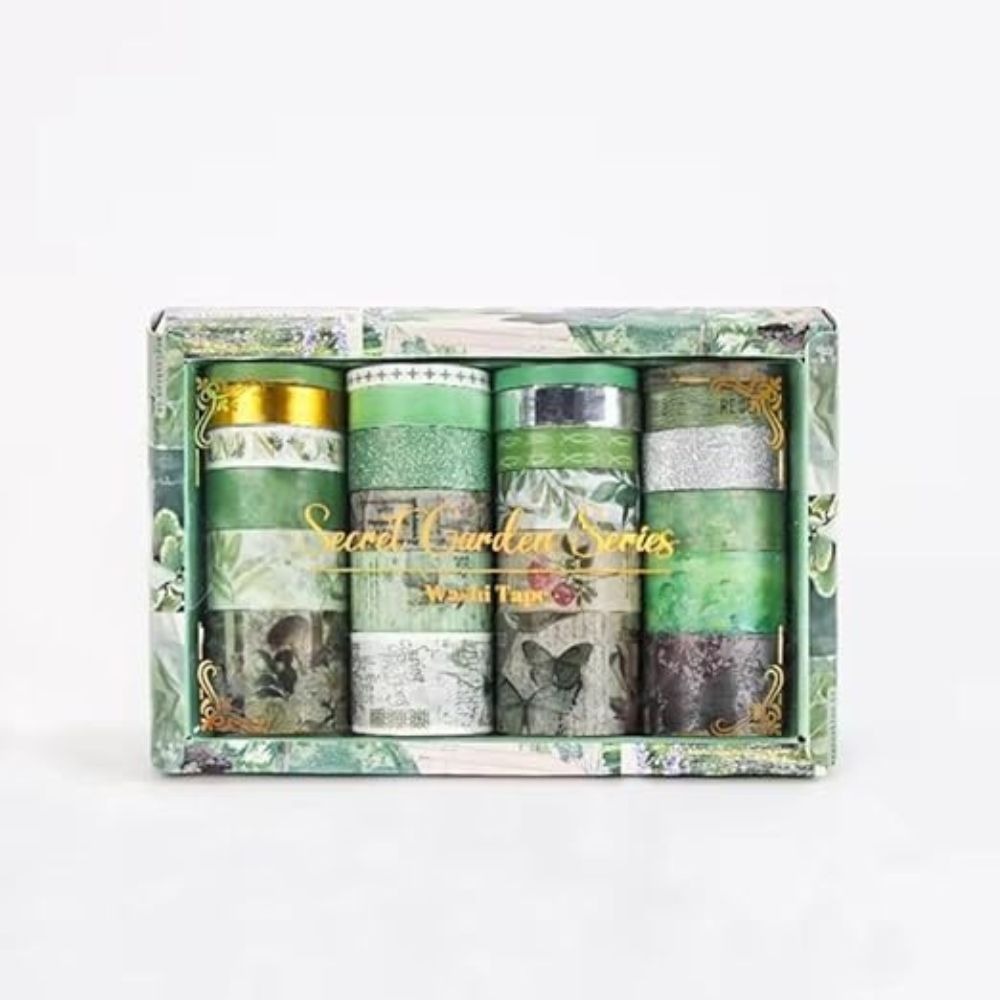 Secret Garden Series Retro Medieval Series Vintage Washi Tape Set – Decorative Masking Tape Collection with Assorted Retro Patterns, Multiple Widths & Colours for Scrapbooking, Journaling, Gift Wrapping, Card Making & DIY Crafts From CHARUKAJ