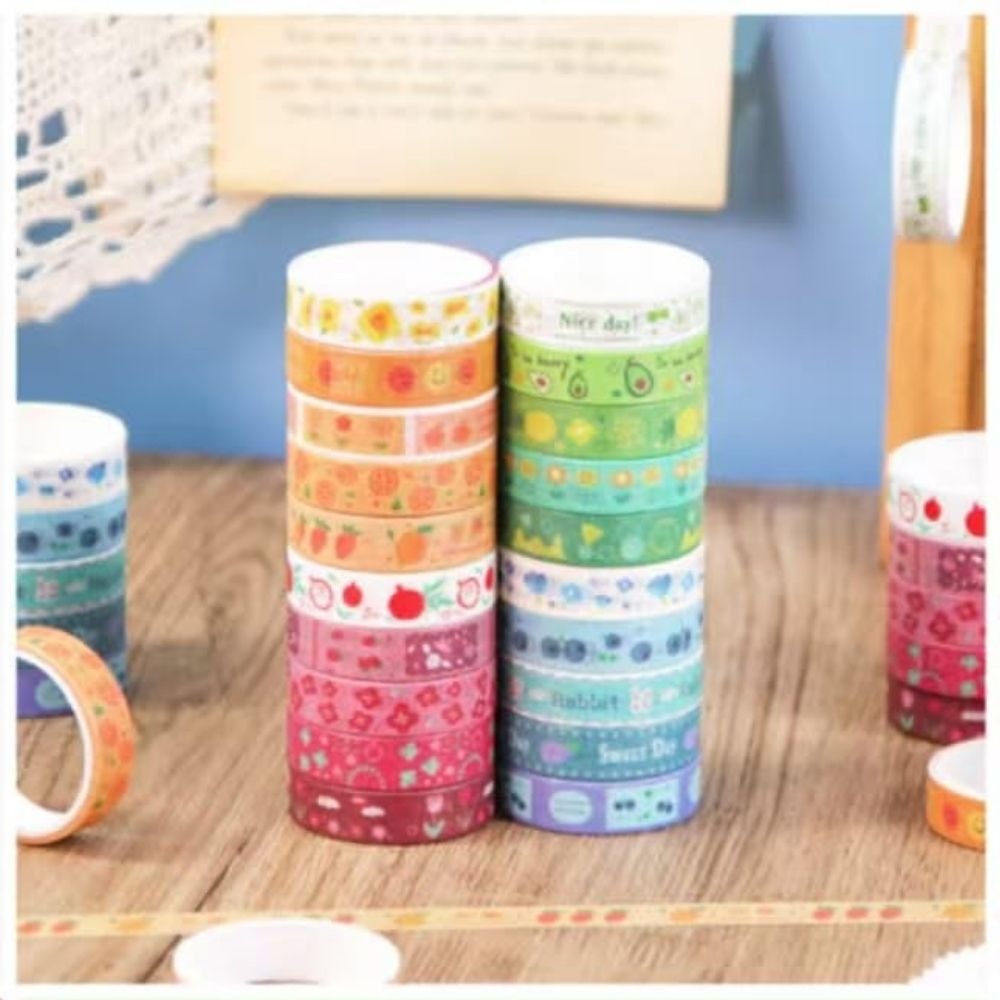 Retro Color Basic Series Washi Tape Set – Cute Decorative Masking Tape Collection with Assorted Cartoon & Unicorn Designs for Scrapbooking, Journaling, Planners, Bullet Journals, Gift Wrapping, DIY Crafts & Creative Projects From CHARUKAJ_img_2