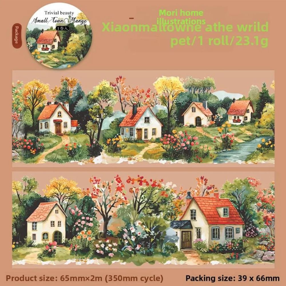 Senju Manhua Aesthetic Scrapbook PET Washi Tape Stickers – Countryside & Mountain View Themed Decorative Transparent Tape for Scrapbooking, Journaling, Photo Albums, Bullet Journals & DIY Crafts From CHARUKAJ