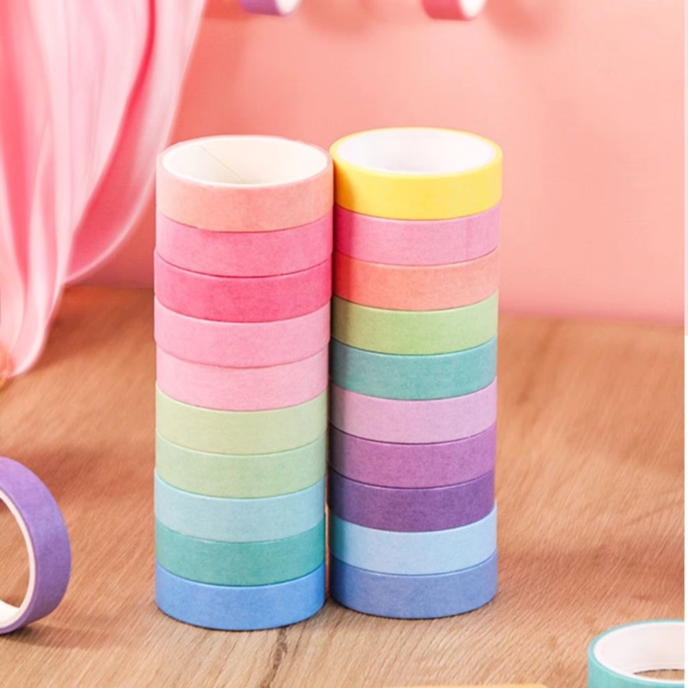 Macaroon Color Series Washi Tape Set – Cute Decorative Masking Tape Collection with Assorted Cartoon & Unicorn Designs for Scrapbooking, Journaling, Planners, Bullet Journals, Gift Wrapping, DIY Crafts & Creative Projects From CHARUKAJ_img_1