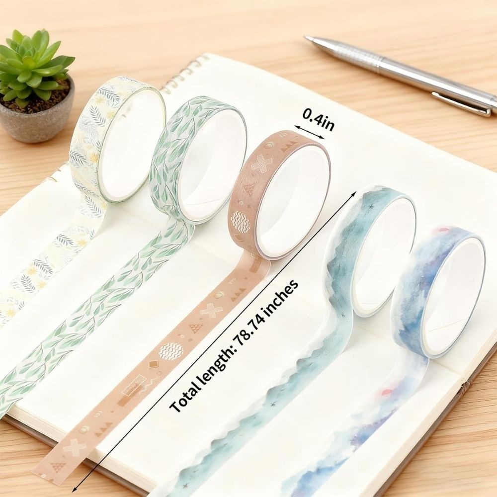 Forest Style Watercolor Series Washi Tape Set – Cute Decorative Masking Tape Collection with Assorted Cartoon & Unicorn Designs for Scrapbooking, Journaling, Planners, Bullet Journals, Gift Wrapping, DIY Crafts & Creative Projects From CHARUKAJ_img_4