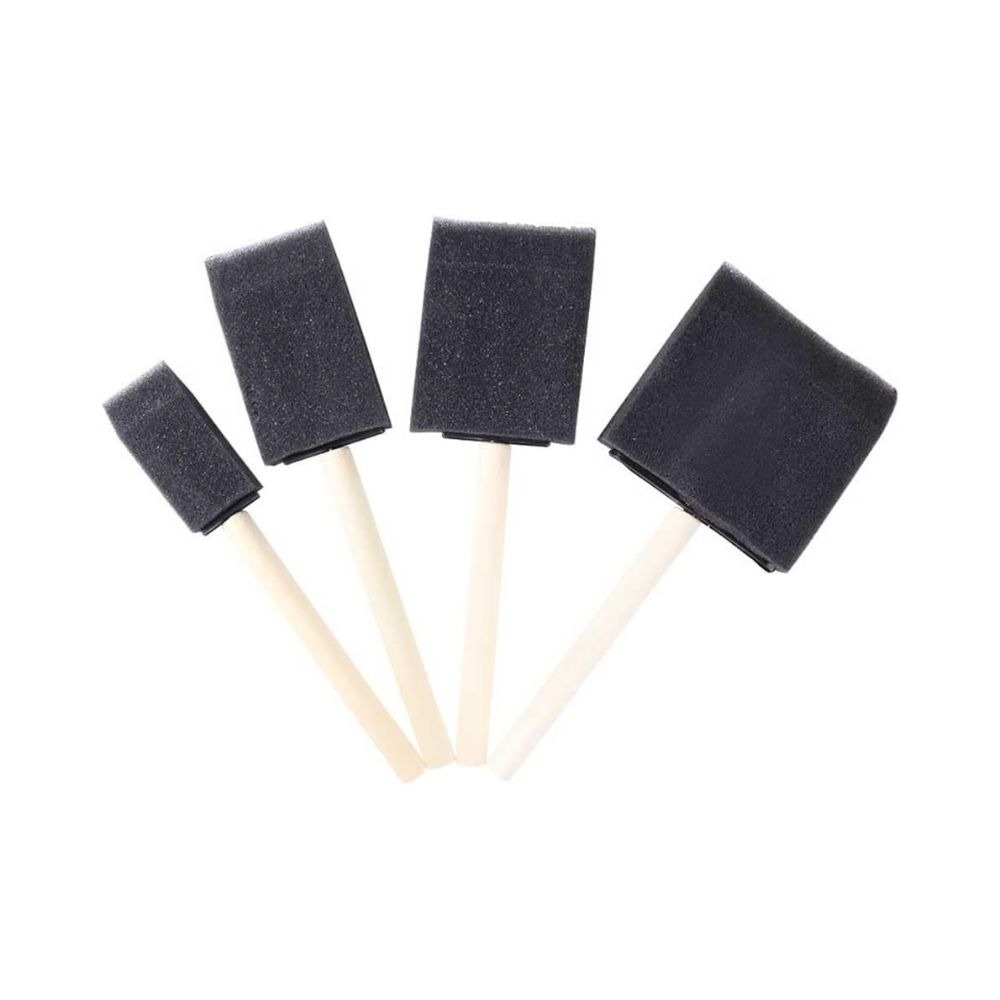 4 in 1 Set Black Sponge Paint Brush Set – Foam Brushes with Wooden Handles for Acrylic, Oil, Watercolor, Staining, Varnishing, Drawing, DIY Crafts & Painting Projects From CHARUKAJ