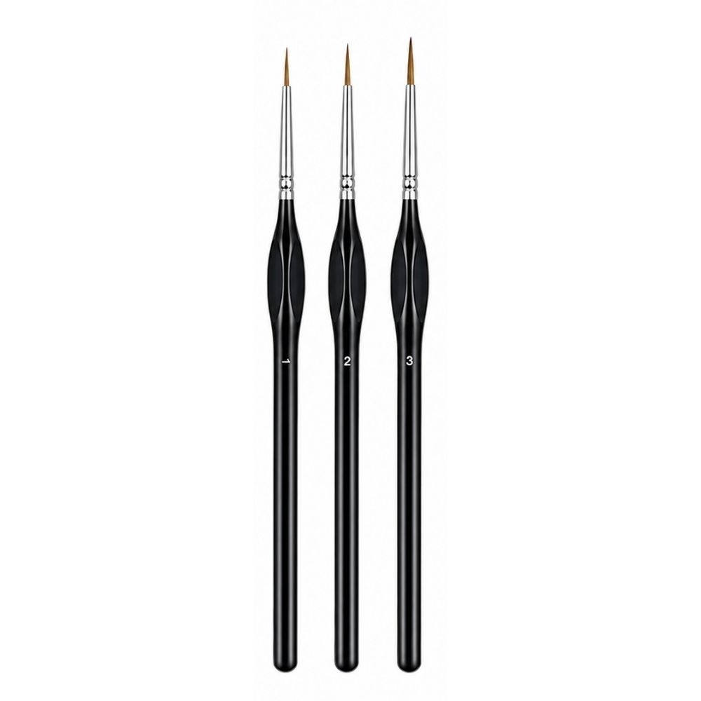 3 Pieces Professional Detail Paint Brush Set – Premium Synthetic Bristles Perfect For Fine Detailing, Miniature Painting, Acrylic, Watercolor, Oil, Nail Art, Crafts & Model Painting, Comfortable Precision Artist Brush Set From ArtEase Studio By CHARUKAJ ( Size - 1, 2, 3)