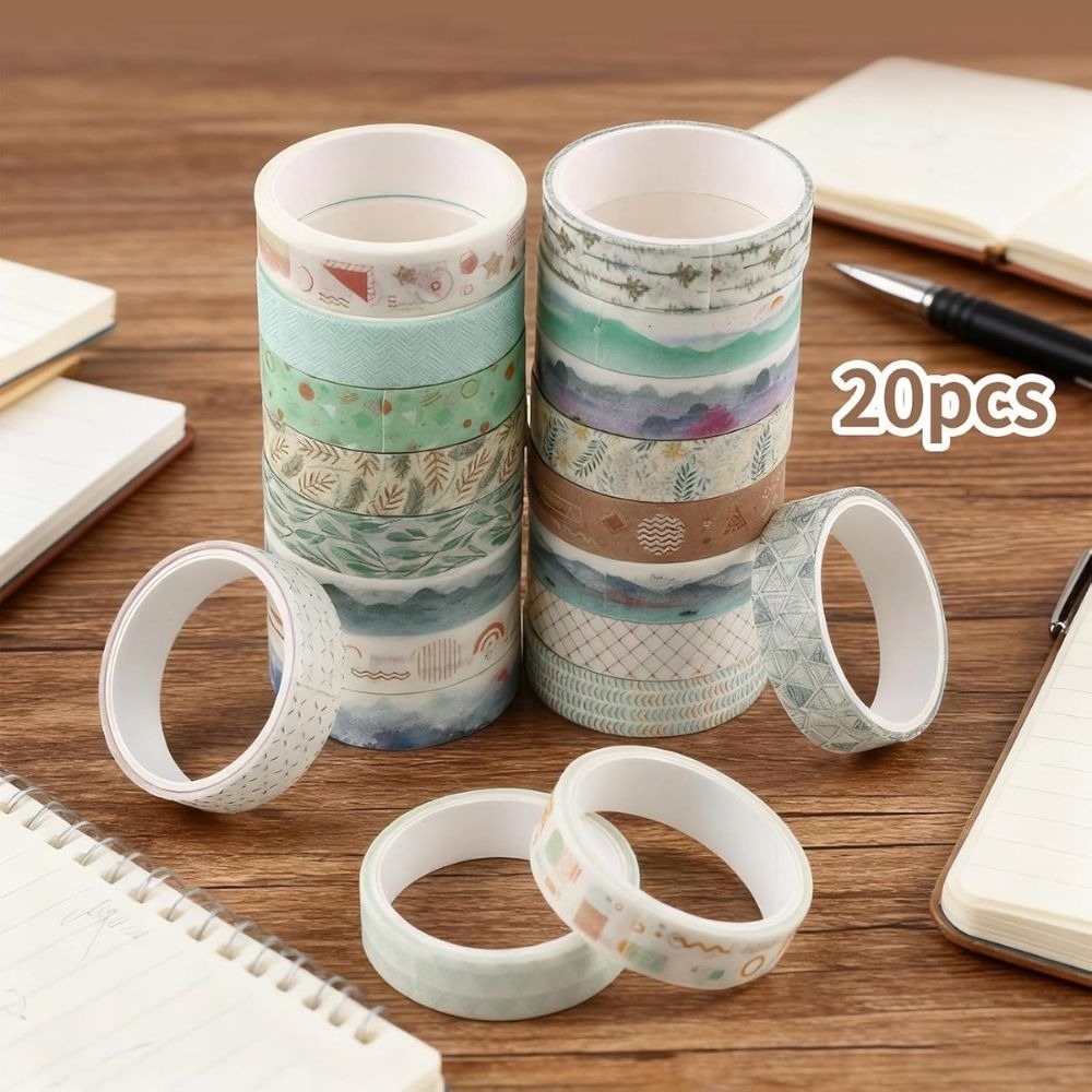 Forest Style Watercolor Series Washi Tape Set – Cute Decorative Masking Tape Collection with Assorted Cartoon & Unicorn Designs for Scrapbooking, Journaling, Planners, Bullet Journals, Gift Wrapping, DIY Crafts & Creative Projects From CHARUKAJ_img_3