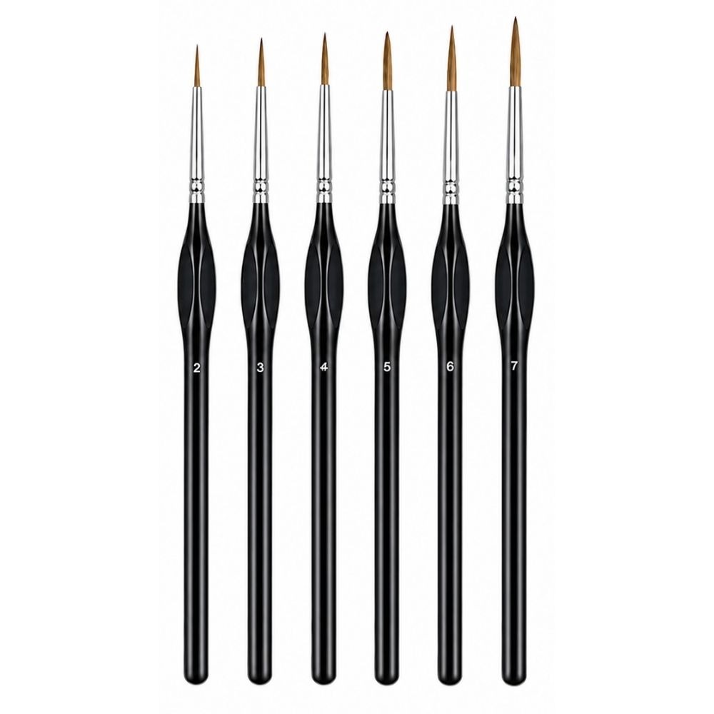 6 Pieces Professional Detail Paint Brush Set – Premium Synthetic Bristles Perfect For Fine Detailing, Miniature Painting, Acrylic, Watercolor, Oil, Nail Art, Crafts & Model Painting, Comfortable Precision Artist Brush Set From ArtEase Studio By CHARUKAJ