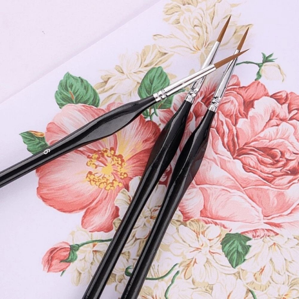3 Pieces Professional Detail Paint Brush Set – Premium Synthetic Bristles Perfect For Fine Detailing, Miniature Painting, Acrylic, Watercolor, Oil, Nail Art, Crafts & Model Painting, Comfortable Precision Artist Brush Set From ArtEase Studio By CHARUKAJ ( Size - 1, 2, 3)_img_1