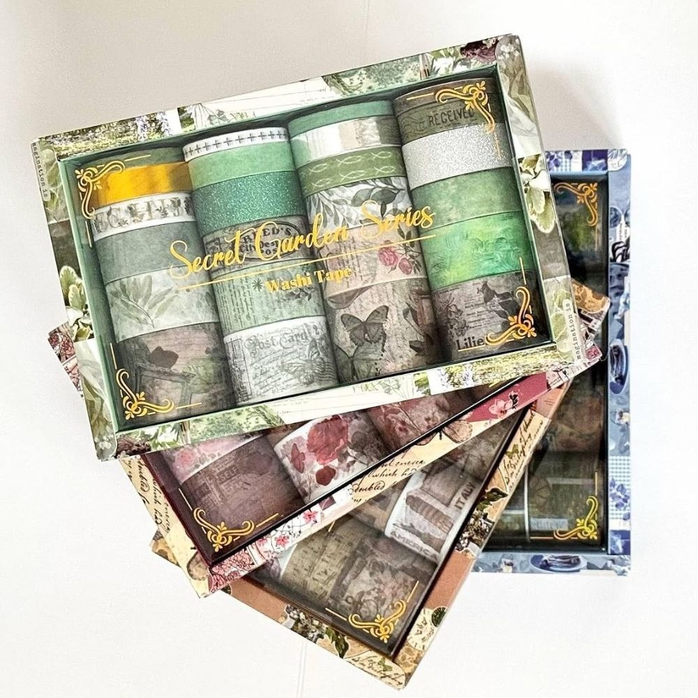 Vintage Washi Tape Set – Decorative Masking Tape Collection with Assorted Retro Patterns, Multiple Widths & Colours for Scrapbooking, Journaling, Gift Wrapping, Card Making & DIY Crafts From CHARUKAJ