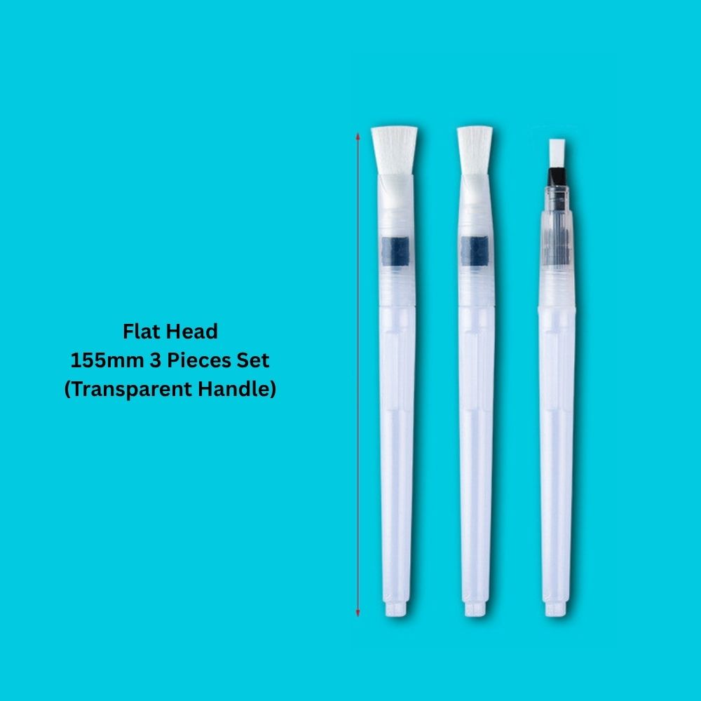Watercolor Flat Paint Brush 190mm Long Handle – White Hair Artist Synthetic Durable Brushes for DIY Art and Crafts, Lightweight Premium Pen From ArtEase Studio By CHARUKAJ (Small, Medium & Large)