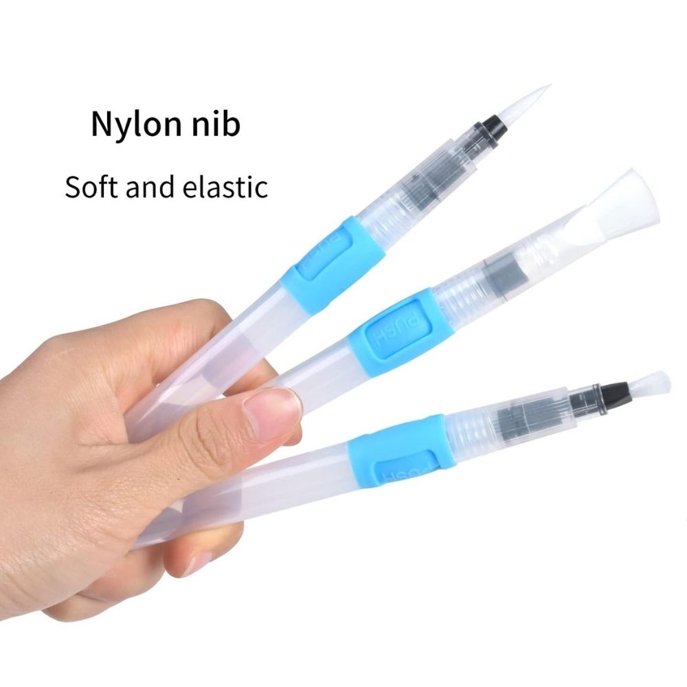 Premium Watercolor Flat Paint Brush 190mm Long Handle – White Hair Artist Synthetic Durable Brushes for DIY Art and Crafts, Lightweight Premium Pen From ArtEase Studio By CHARUKAJ (Small, Medium & Large)