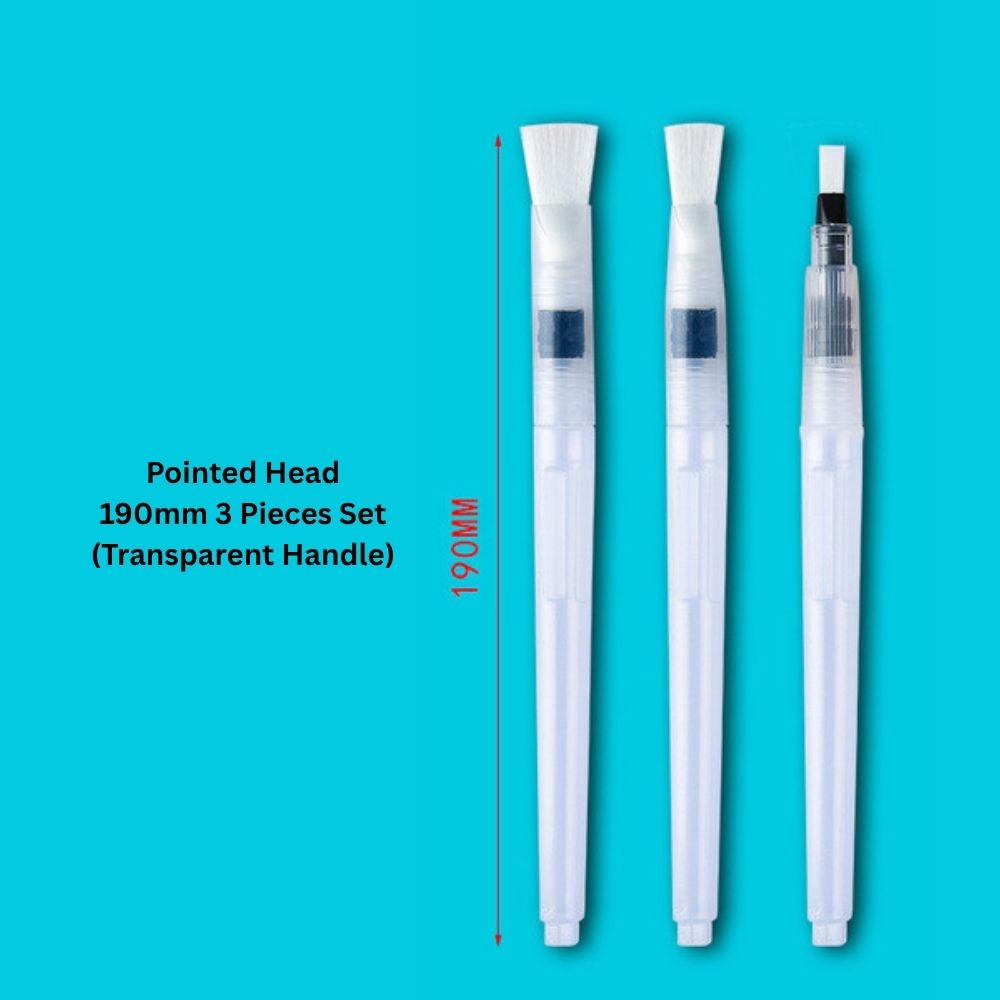 Watercolor Flat Paint Brush 190mm Long Handle – White Hair Artist Synthetic Durable Brushes for DIY Art and Crafts, Lightweight Premium Pen From ArtEase Studio By CHARUKAJ (Small, Medium & Large)