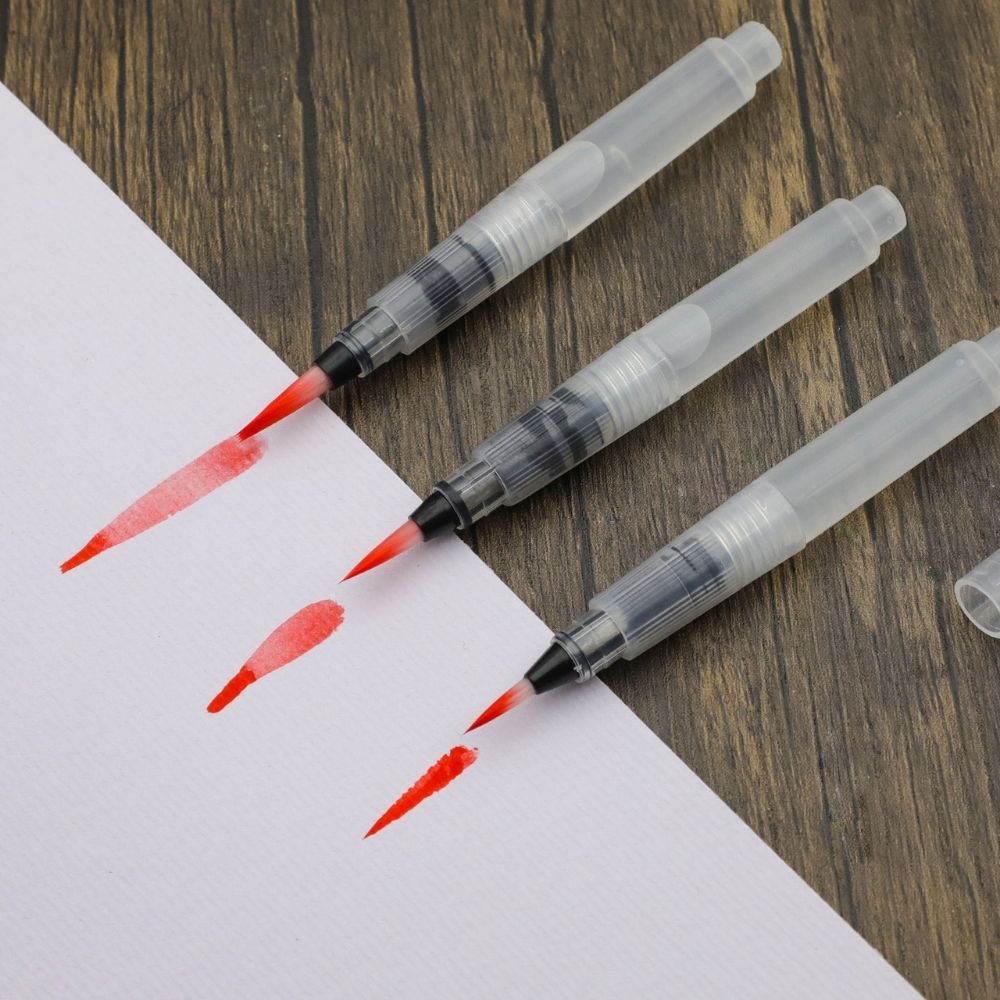 Watercolor Pointed Paint Brush 120mm Long Handle – White Hair Artist Synthetic Durable Brushes for DIY Art and Crafts, Lightweight Premium Pen From ArtEase Studio By CHARUKAJ (Small, Medium & Large)