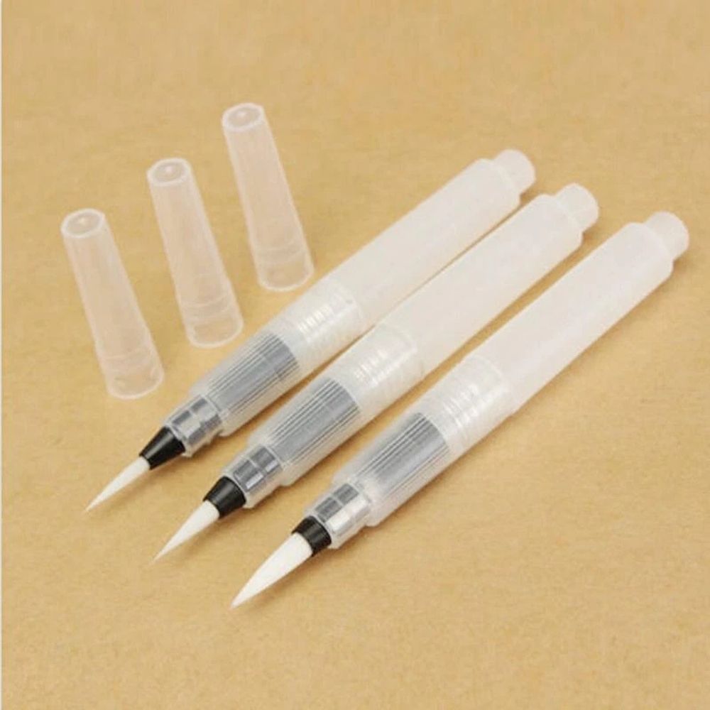 Watercolor Pointed Paint Brush 155mm Long Handle – White Hair Artist Synthetic Durable Brushes for DIY Art and Crafts, Lightweight Premium Pen From ArtEase Studio By CHARUKAJ (Small, Medium & Large)