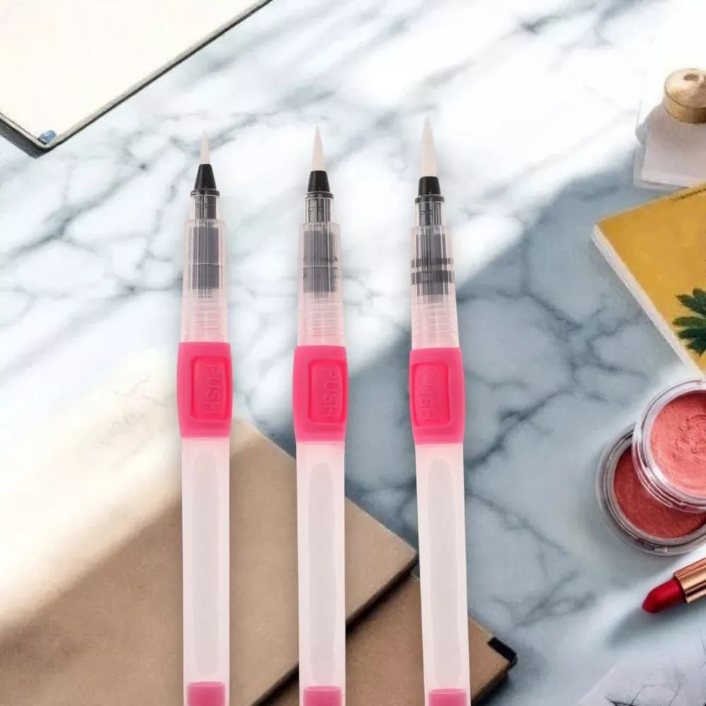 Premium Watercolor Pointed Paint Brush 190mm Long Handle – White Hair Artist Synthetic Durable Brushes for DIY Art and Crafts, Lightweight Premium Pen From ArtEase Studio By CHARUKAJ (Small, Medium & Large)