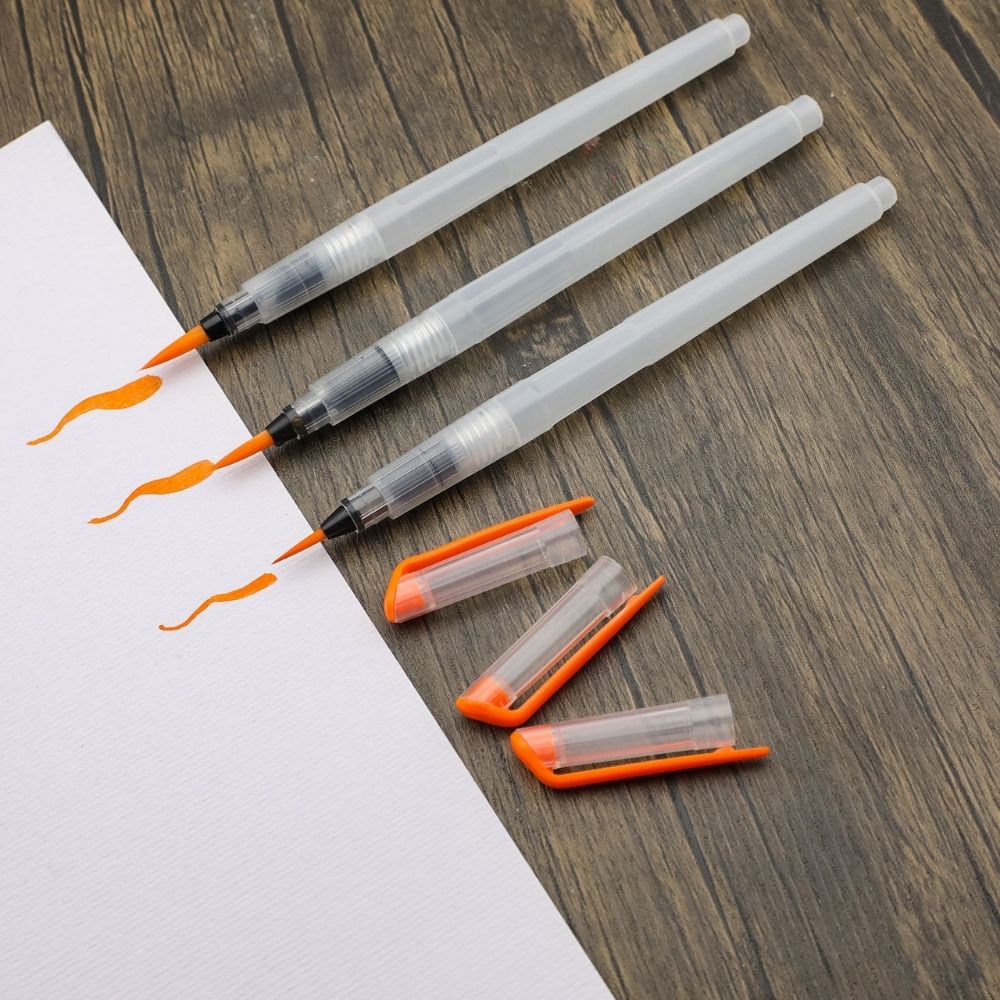 Watercolor Pointed Paint Brush 190mm Long Handle – White Hair Artist Synthetic Durable Brushes for DIY Art and Crafts, Lightweight Premium Pen From ArtEase Studio By CHARUKAJ (Small, Medium & Large)