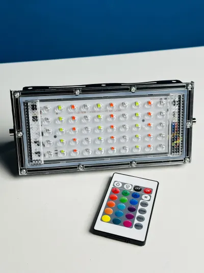 RGB LED Flood Light- Remote Controlled IP66 Waterproof Landscape & Outdoor Lighting (50W, AC220V) – Black Color_img_5