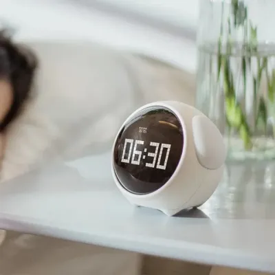 Cute Expression Multi Function LED Pixel Alarm Clock – WHITE_img_1