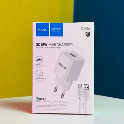 Hoco C145A QC3.0 Wall charger With USB to type -C Cable_img_0