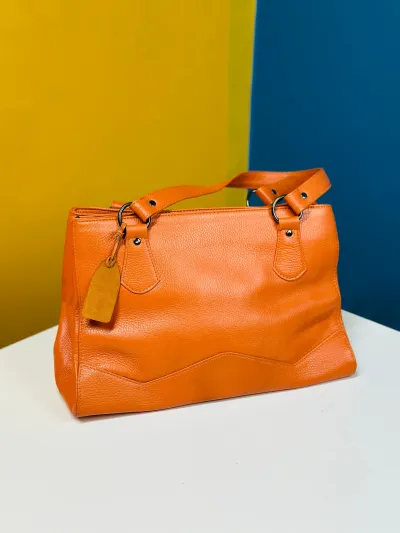 Original Leather Handbag for Women – Orange color_img_1