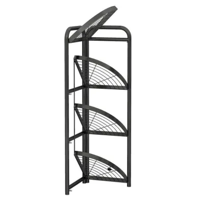 Black Carbon Steel 4-Tier Foldable Corner Shelf_img_2