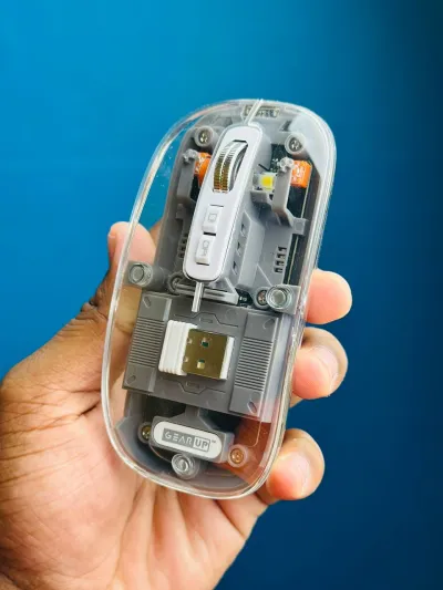 GearUP WM30 Transparent Crystal 2.4G + Bluetooth Magnetic Wireless Mouse- Gray Color_img_1