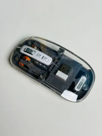 GearUP WM30 Transparent Crystal 2.4G + Bluetooth Magnetic Wireless Mouse- Gray Color_img_3
