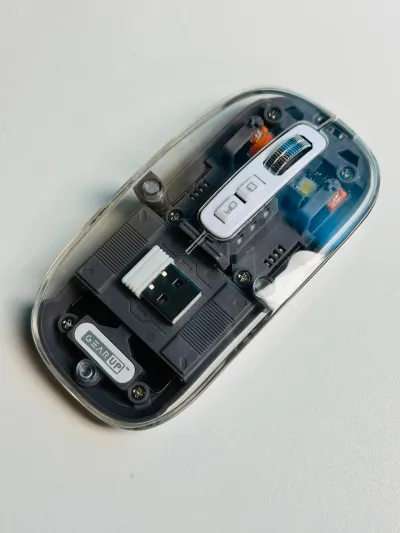 GearUP WM30 Transparent Crystal 2.4G + Bluetooth Magnetic Wireless Mouse- Gray Color_img_5