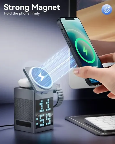 Valdus Pixel Dock 5-in-1 Wireless Charger with Speaker and Clock_img_1