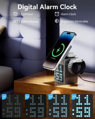 Valdus Pixel Dock 5-in-1 Wireless Charger with Speaker and Clock_img_2