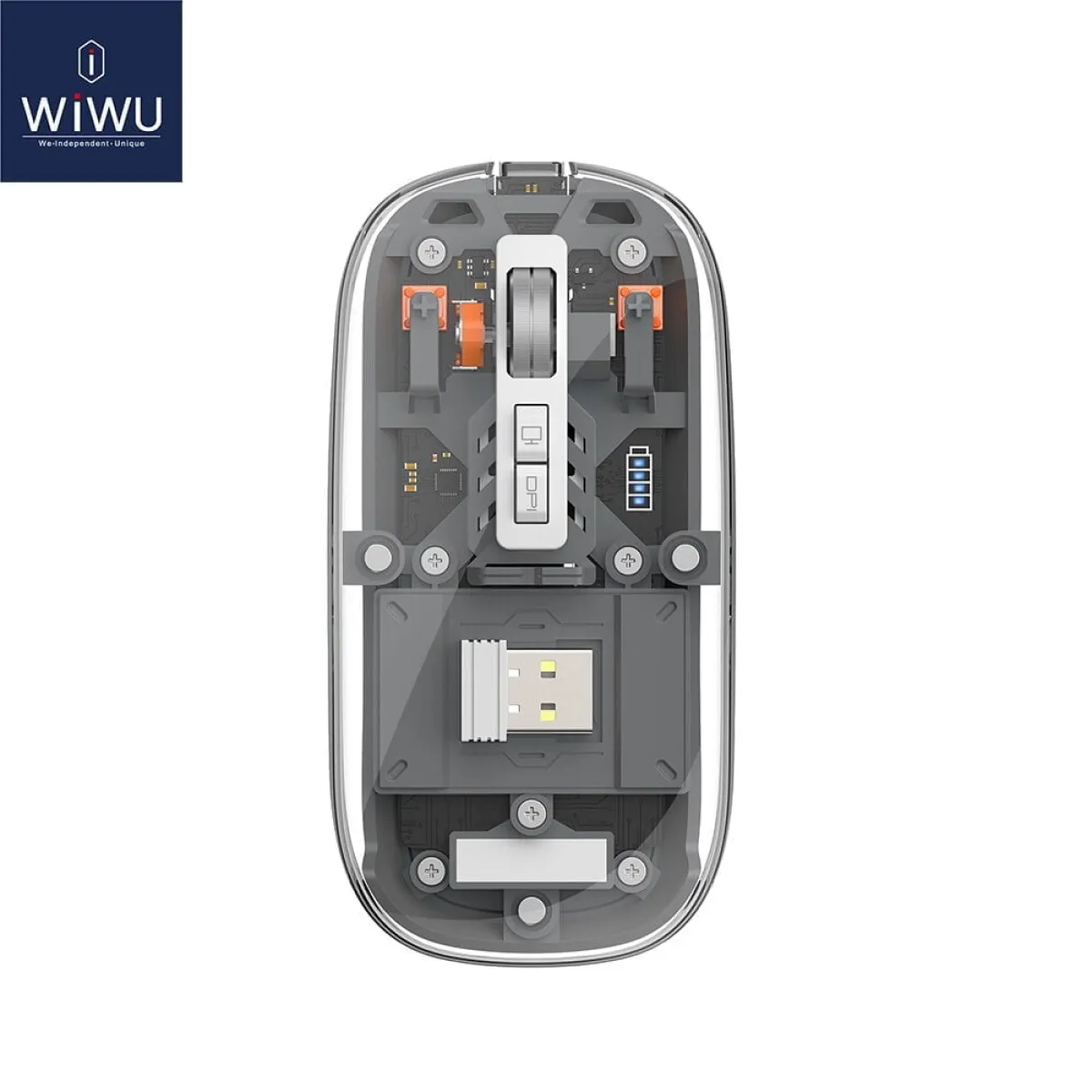 Trendy Hot Selling WIWU Crystal Transparent Wireless Mouse- Sky Blue Color