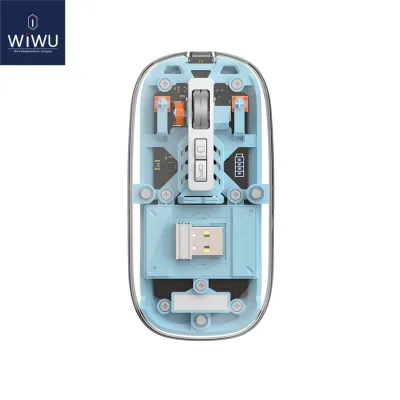 Trendy Hot Selling WIWU Crystal Transparent Wireless Mouse- Sky Blue Color_img_1