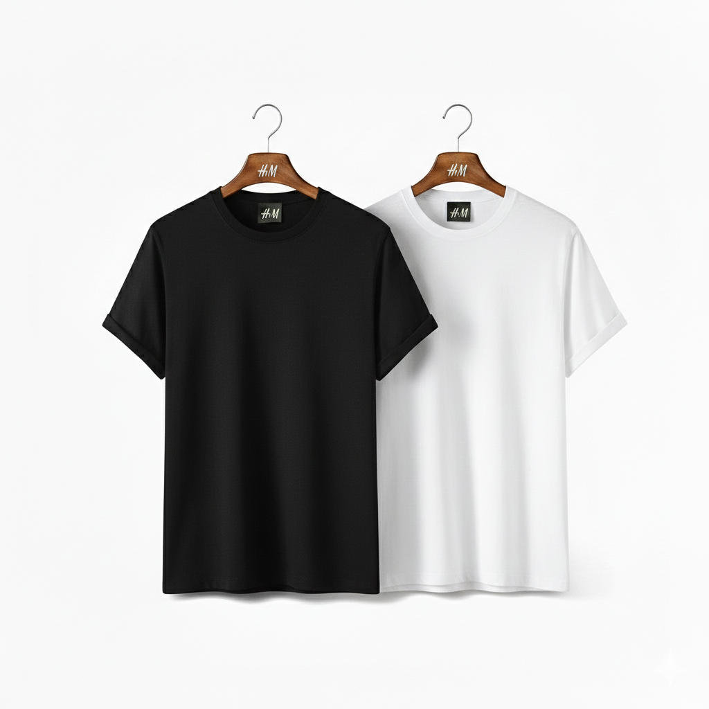 Men’s 2-Piece T-Shirt Combo (Black + White) | Premium Cotton | Best Value Pack