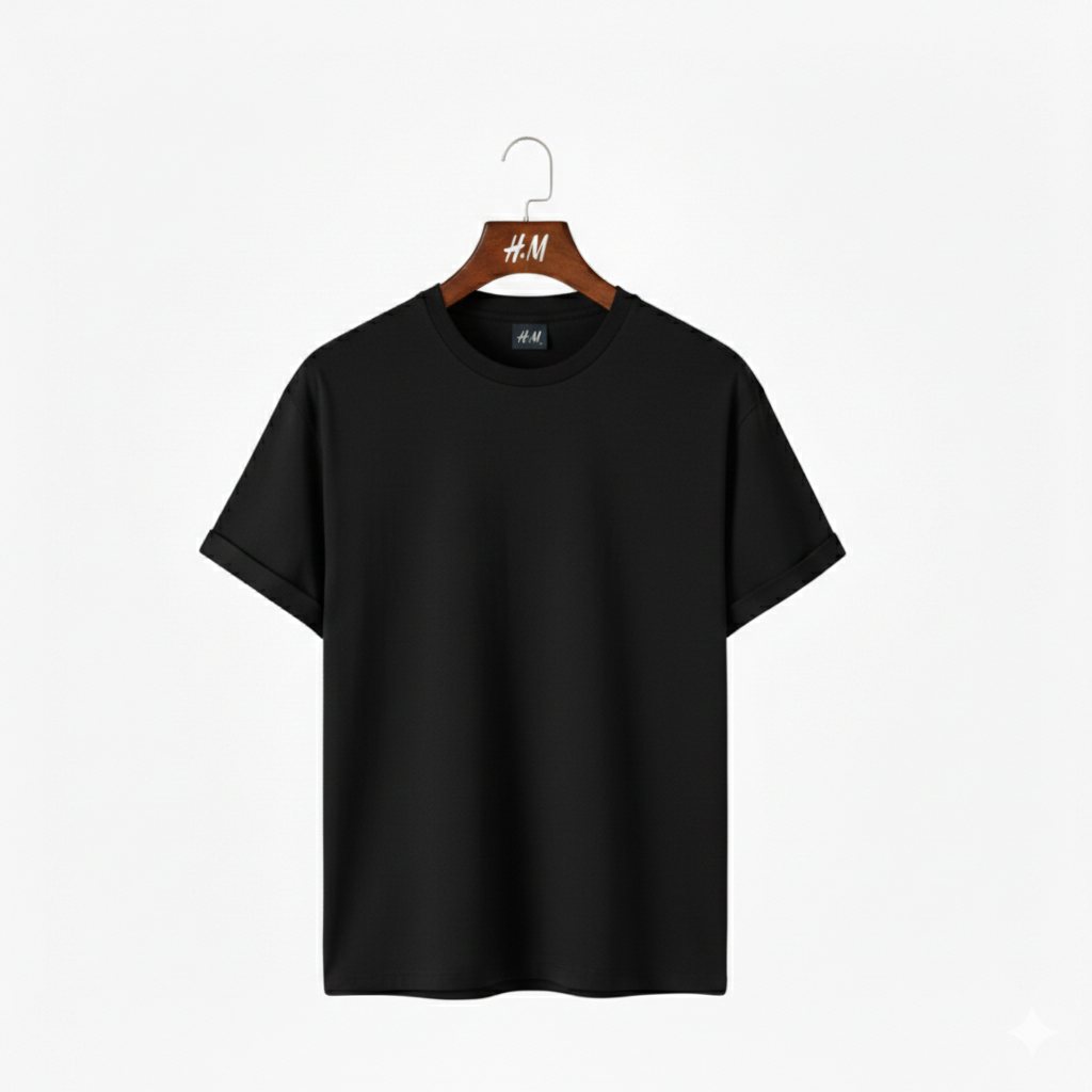 Men Solid Black T-Shirt