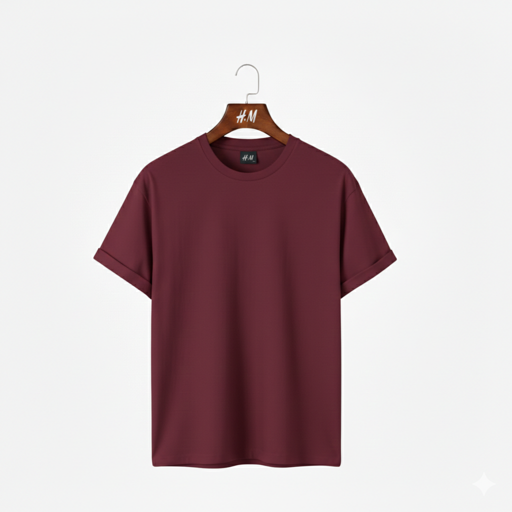 Men Solid Maroon T-Shirt