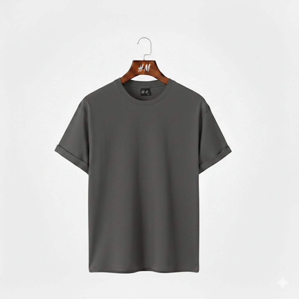 Men Solid Charcoal T-Shirt