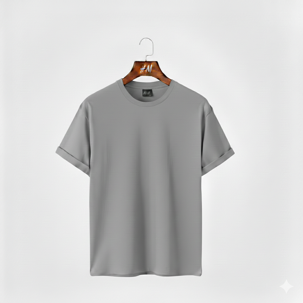 Men Solid Ash T-Shirt