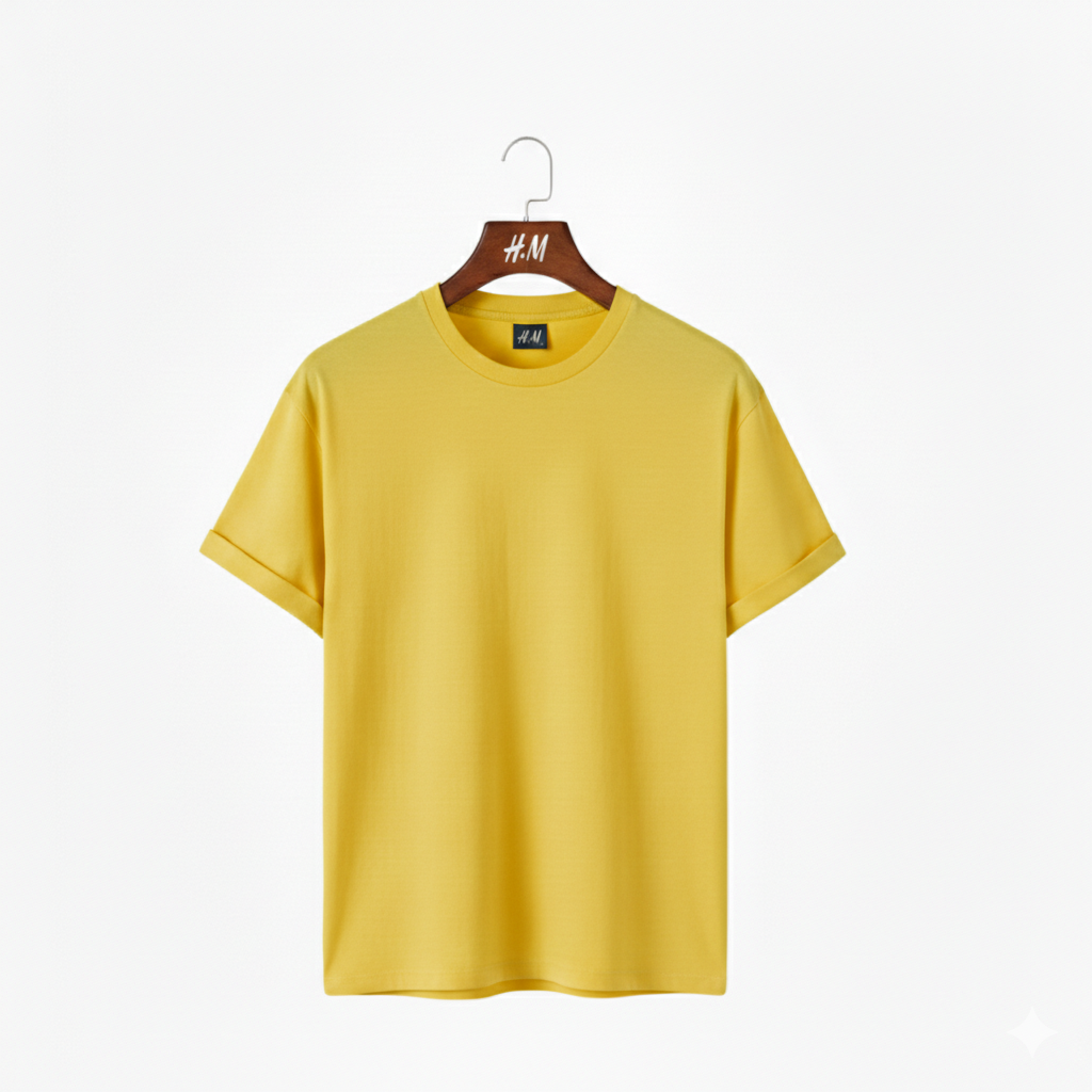 Men Solid Yellow T-Shirt