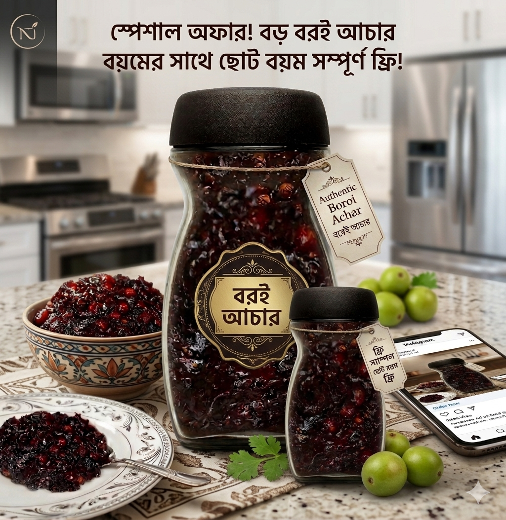 🍒 ঘরোয়া বরই আচার – ১ কেজি + ৪০০ গ্রাম ফ্রি! 🎁✨