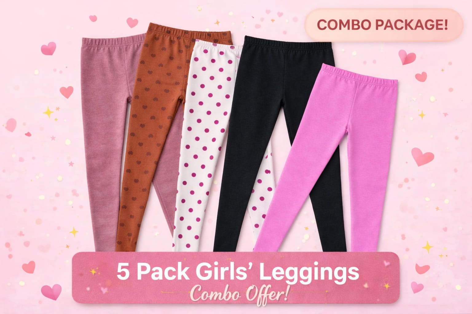Soft Fit Kids  5 pcs Leggings(বাচ্চাদের ৫ পিস কম্বো লেগিংস সেট)_img_1