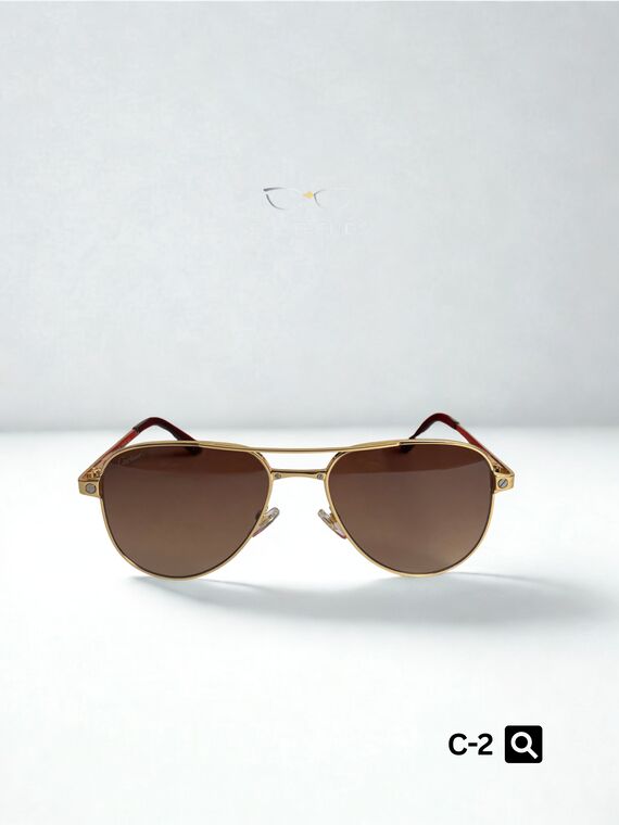 Carlier Aviator Shape Golden Brown Sunglass