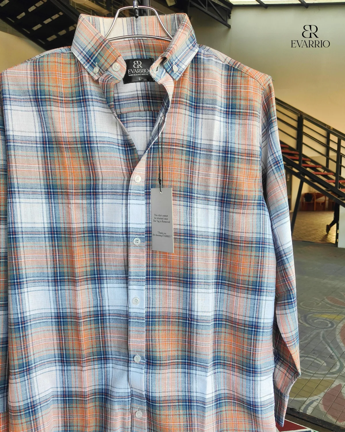 EVARRIO Sunset Plaid Export Cotton Shirt - Image 1