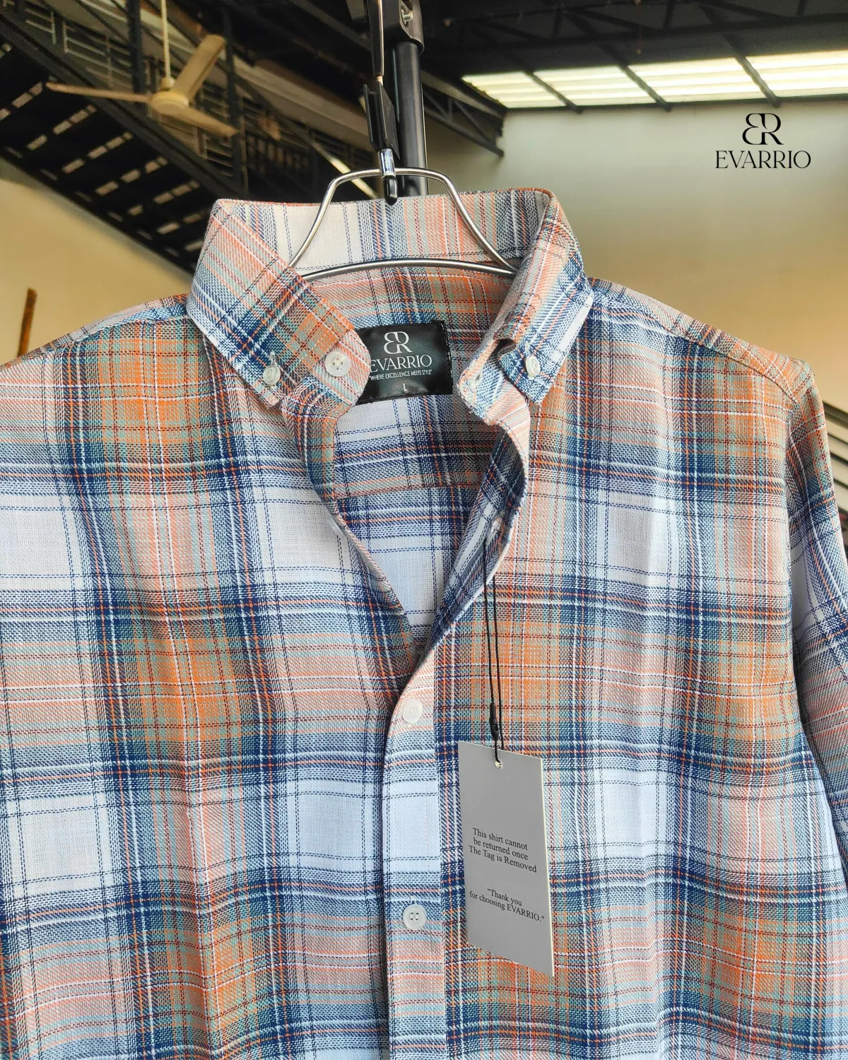 EVARRIO Sunset Plaid Export Cotton Shirt - Image 2
